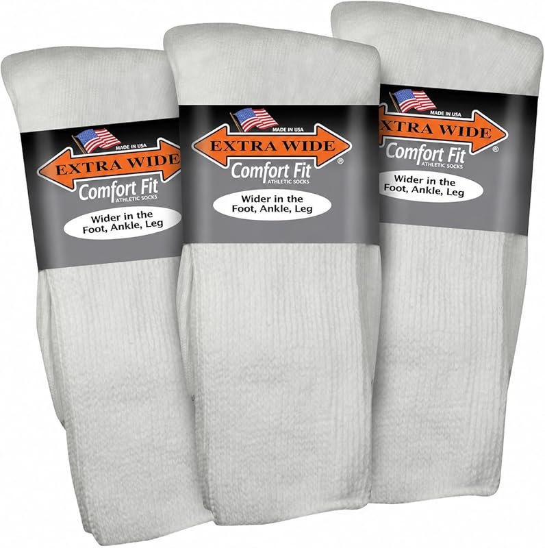 Extra Wide Comfort Fit Athletic Crew Socks for Men & Women – For Wide 