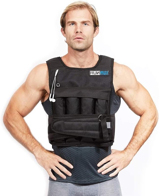 RUNmax Adjustable Weighted Vest, 20-150lbs with Shoulder Pads for Men 