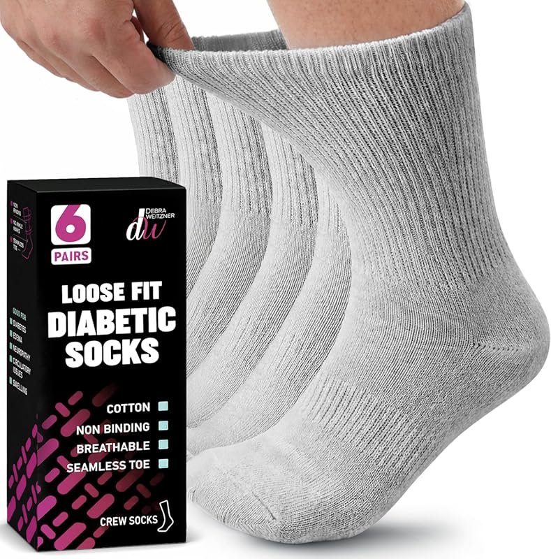 Debra Weitzner Diabetic Socks for Men & Women – 6 Pairs Non-Binding Co