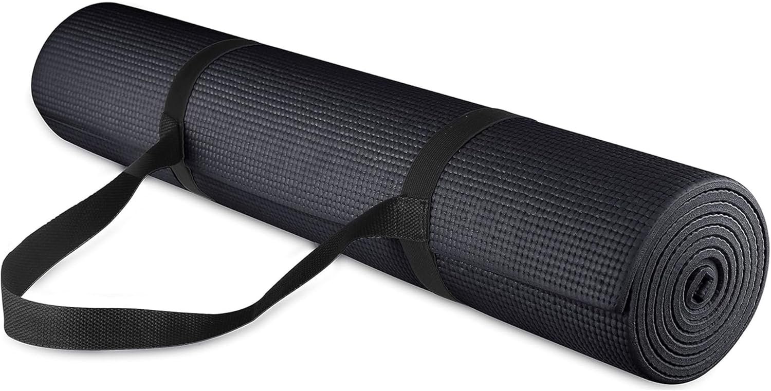 Fitvids High-Density Anti-Tear 1/4-Inch Exercise Mat with Carrying Str