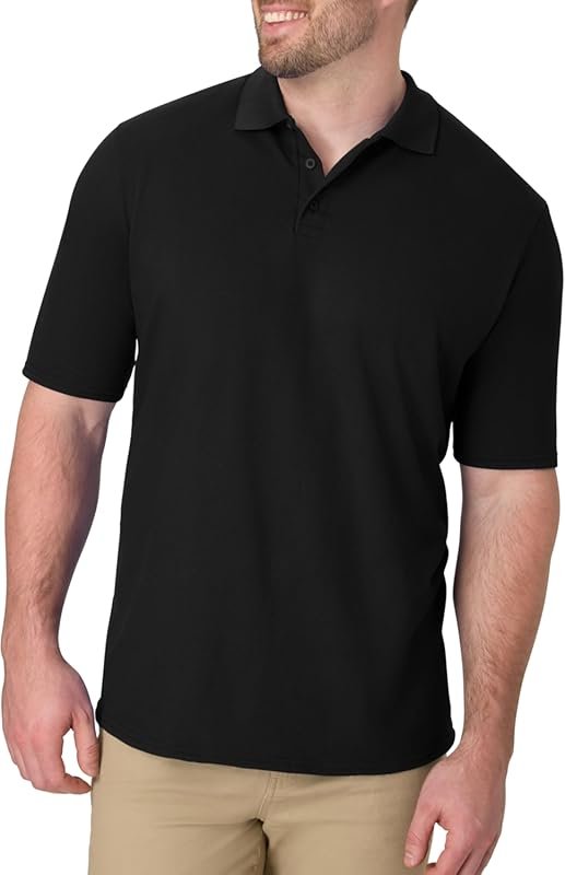 Hanes Men’s X-Temp Midweight Short Sleeve Polo Shirt - Moisture-Wickin