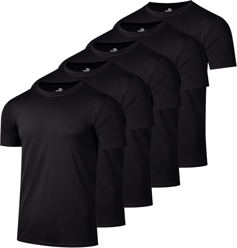 Real Essentials 5-Pack Men's Dry-Fit Short Sleeve Crew Neck T-Shirts f