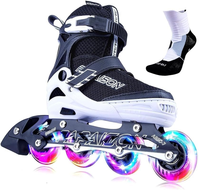 PAPAISON Adjustable Light Up Inline Skates for Kids & Adults, Versatil