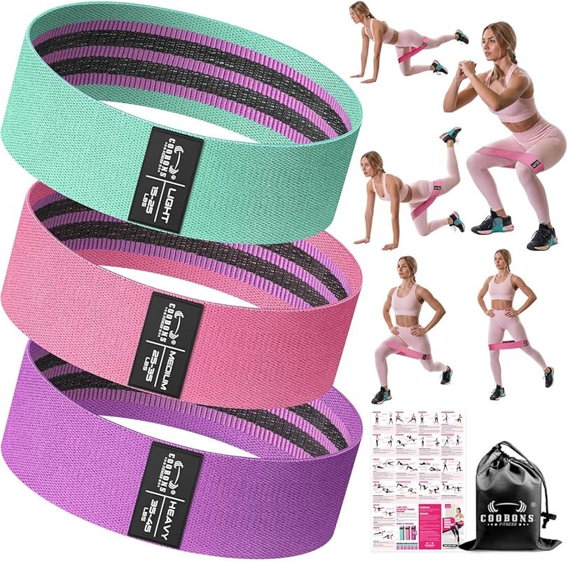 Fabric Exercise Bands for Glute, Leg & Rehab, Yoga & Pilates Workouts 