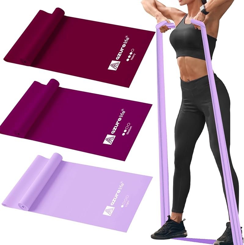 A AZURELIFE Non-Latex Long Resistance Bands for Yoga, Pilates, Rehab &