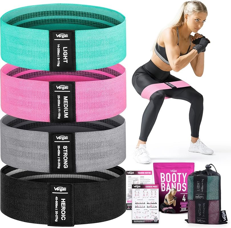 Full Title: 4 Fabric Booty Bands for Women & Men – Hip, Thigh & Glute 