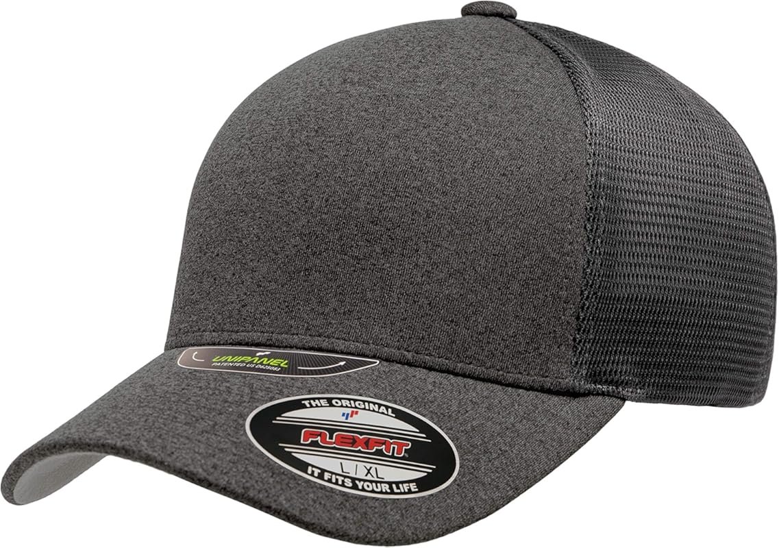 Flexfit Melange Unipanel Trucker Cap with Contrast Trim and Snapback C