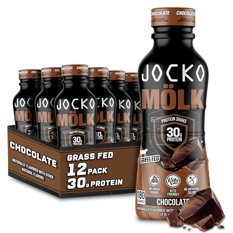Jocko Mölk 30g Grass Fed Keto-Friendly Protein Shakes No Added Sugar, 