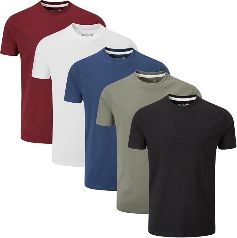 Charles Wilson Men's 5-Pack Crew Neck T-Shirts: Comfortable Cotton Ess