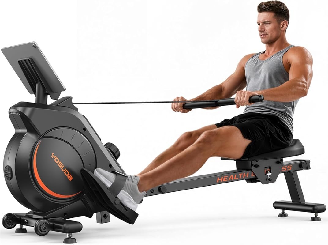 YOSUDA Magnetic Rowing Machine with Bluetooth, App, LCD & Adjustable R