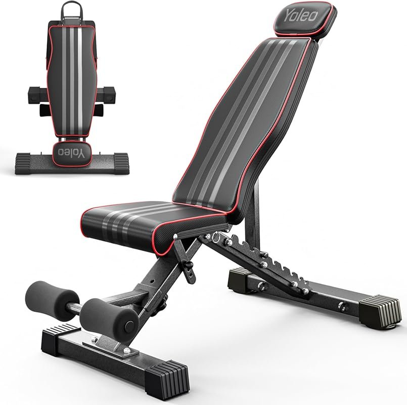 YOLEO ASTM-Certified Weight Bench, 827LBS, 84 Positions, Wider Seat & 