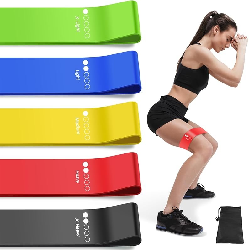 5 Resistance Levels Multi-Colored Exercise Bands Set for Indoor Outdoo