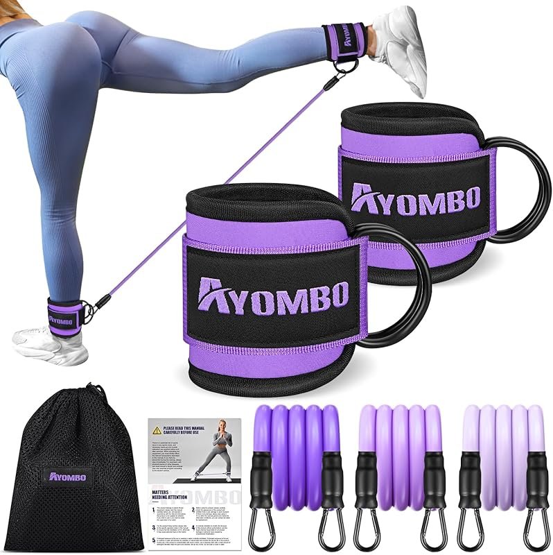 Ayombo Ankle Resistance Bands with Cuffs – Glute Lifting & Booty Exerc