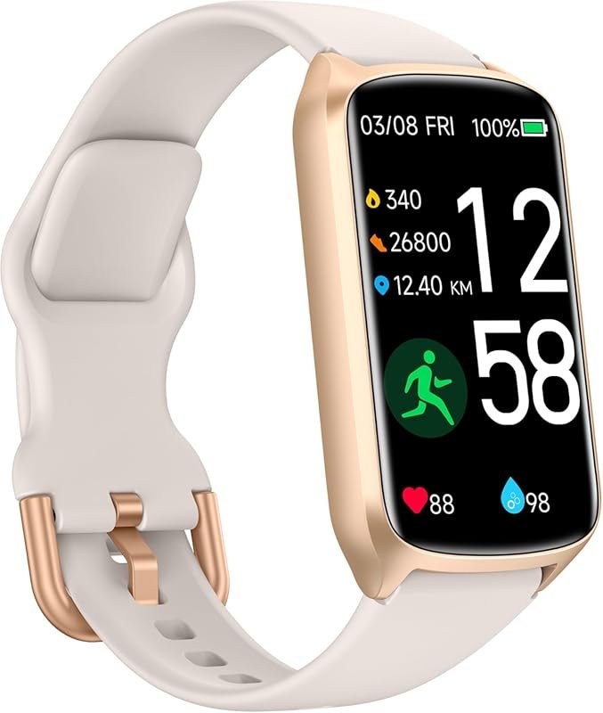 Amzhero Smart Band: Real-Time HR & BP Tracking, 5ATM Waterproof, Sleep & Activity Monitor