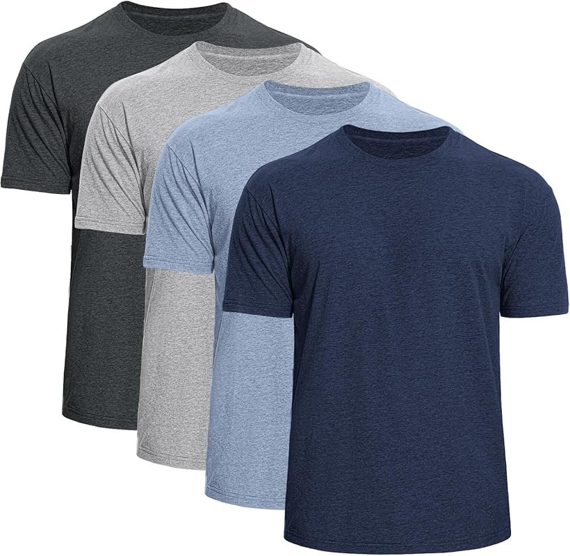 Men's 4-Pack Soft Short Sleeve Basic Crew Neck T-Shirts for Everyday C