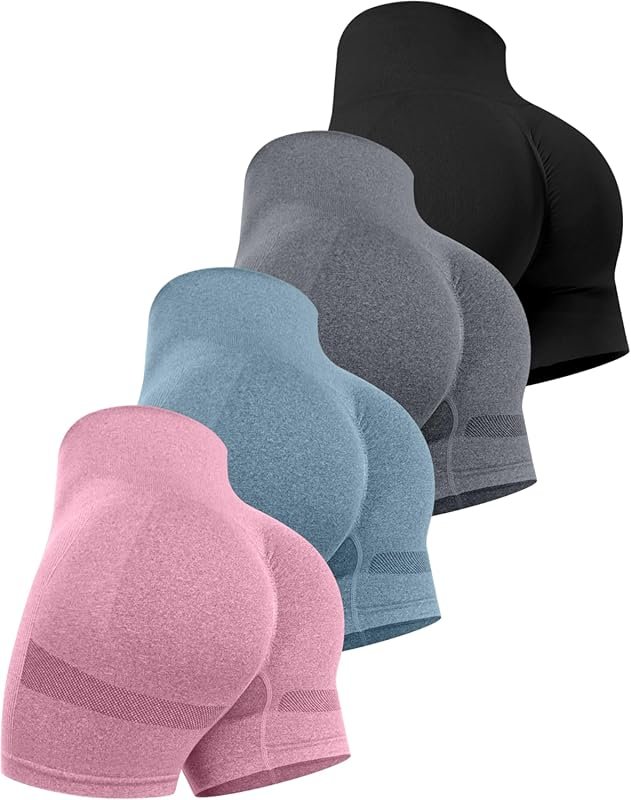 CHRLEISER High Waisted Seamless Butt Lifting Workout Shorts Sets for W