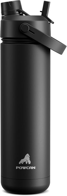 POWCAN 26 oz Insulated Water Bottle with 2-in-1 Straw & Spout Lid, Lea