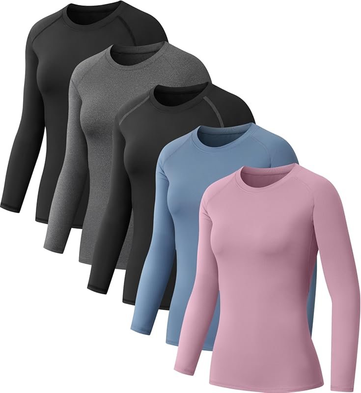 NebuKinex 5 Pack Women's Quick-Dry Compression Long Sleeve Workout Top