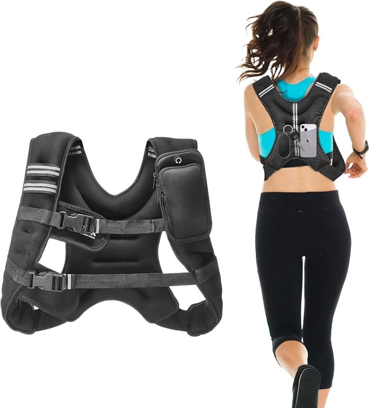 VEVOR Weighted Vest, 12/16/20/30lbs Adjustable Buckle, Reflective Stripe