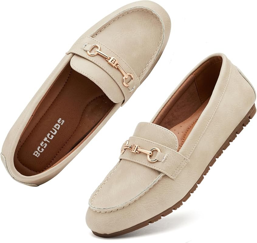 BGSTGUDS Women's Wide Loafers Slip-On Dressy Work Shoes