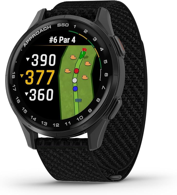Garmin Approach S50 Advanced Golf GPS Smartwatch, AMOLED Display, Hear
