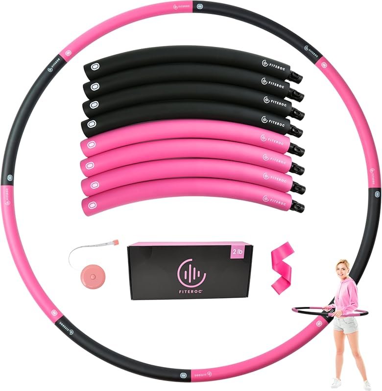 Lightweight 2lb Weighted Hula Hoop for Beginners, Fun Detachable Secti