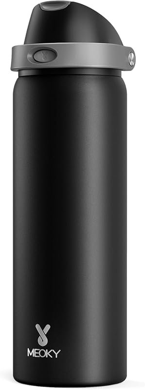 Meoky 32 oz Insulated Water Bottle with 2-in-1 Straw and Spout Lid, Keeps Cold 24 Hours, Leak Proof, BPA-Free