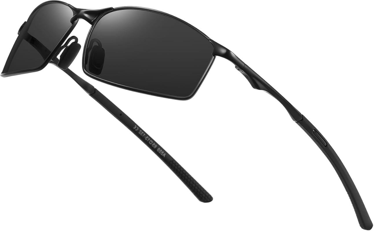 Ultra Lightweight Metal Frame Polarized Rectangular Sunglasses for Men