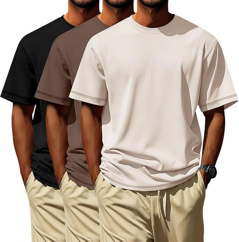 Neer 3 Pack Big & Tall Short Sleeve Loose Fit Crewneck T-Shirts for Me