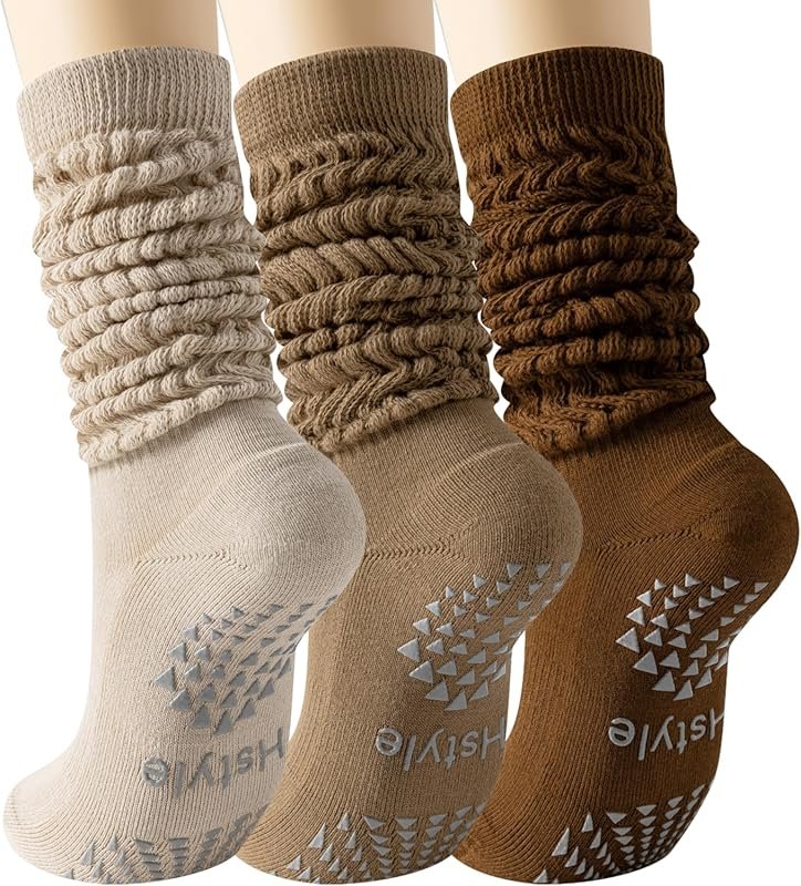 Hstyle Grip Pilates Slouch Scrunch Yoga Hospital Workout Socks for Wom