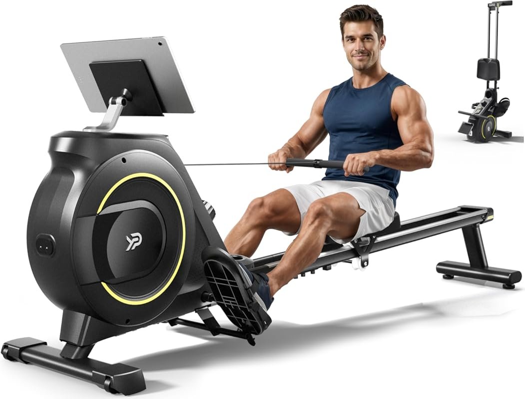 Magnetic Rowing Machine for Home with 350LB Capacity, 16-Level Resista
