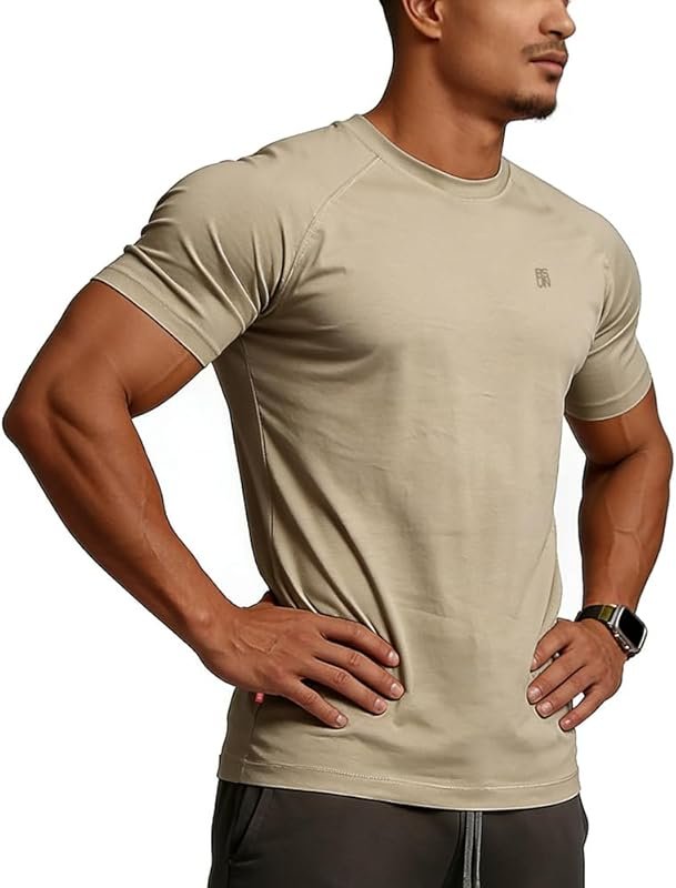 Casual Short Sleeve Crew Neck Classic Wicking Breathable Fitness Muscl