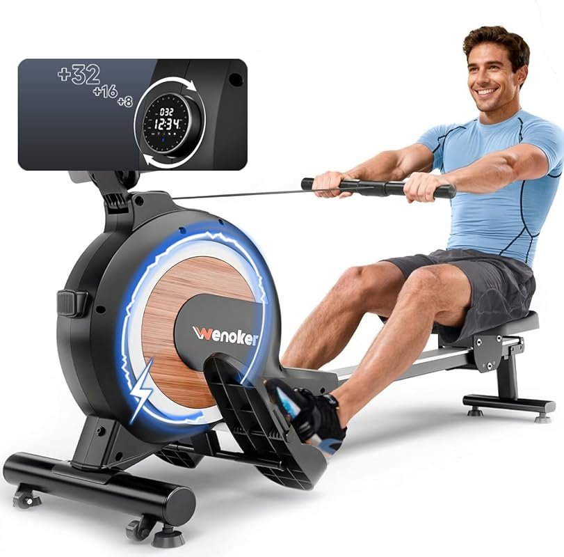 WENOKER Quiet Magnetic Rowing Machine with 32-Levels Resistance and Sm