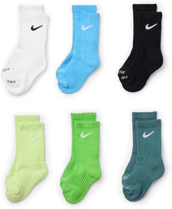 Nike Kids' 6-Pack Dri-FIT Performance Athletic Socks for Comfort & Dur