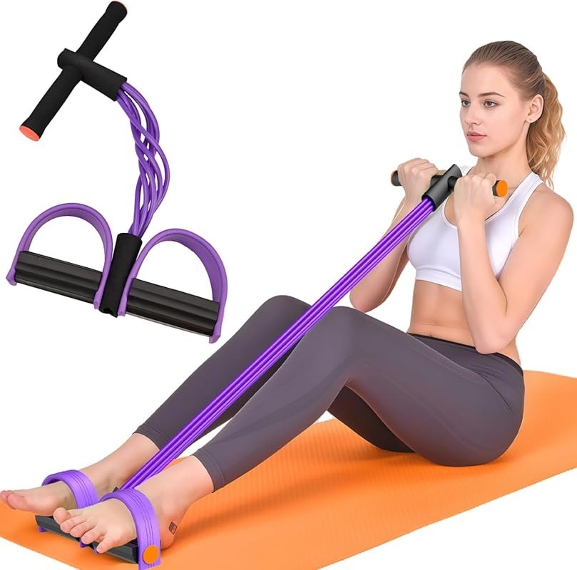 6-Tube Elastic Foot Pedal Resistance Bands with Handles – Multifunctio
