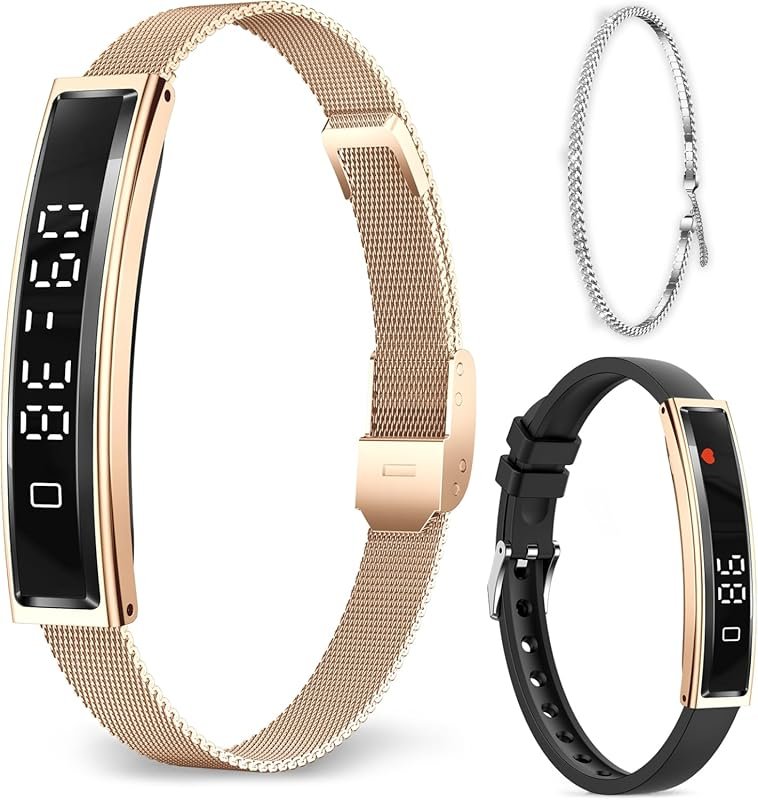 Rosegold Slim Fitness Tracker with Blood Oxygen & Sleep Monitor, 12 Sp