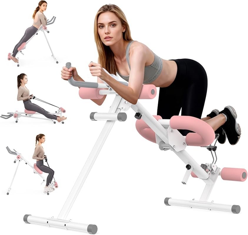 Foldable 5-in-1 Adjustable Ab Trainer for Home Gym with 10 Levels, LED