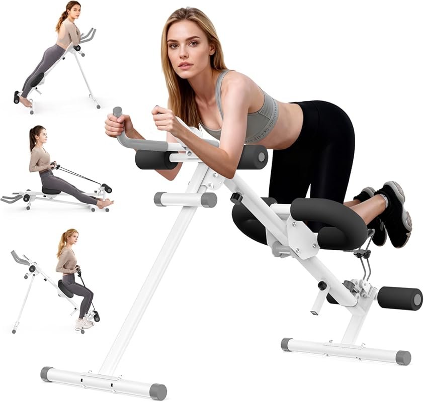 Foldable 5-in-1 Ab & Rowing Machine with 10 Length Levels, LED Display