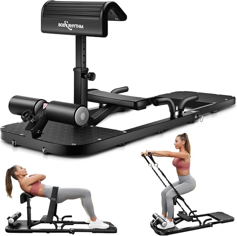 BODYRHYTHM Hip Thrust & Sissy Squat Machine with Dual Resistance Bands