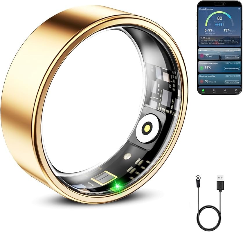 Mirlray Smart Ring Health Tracker for Women Men Heart Rate Blood Oxyge