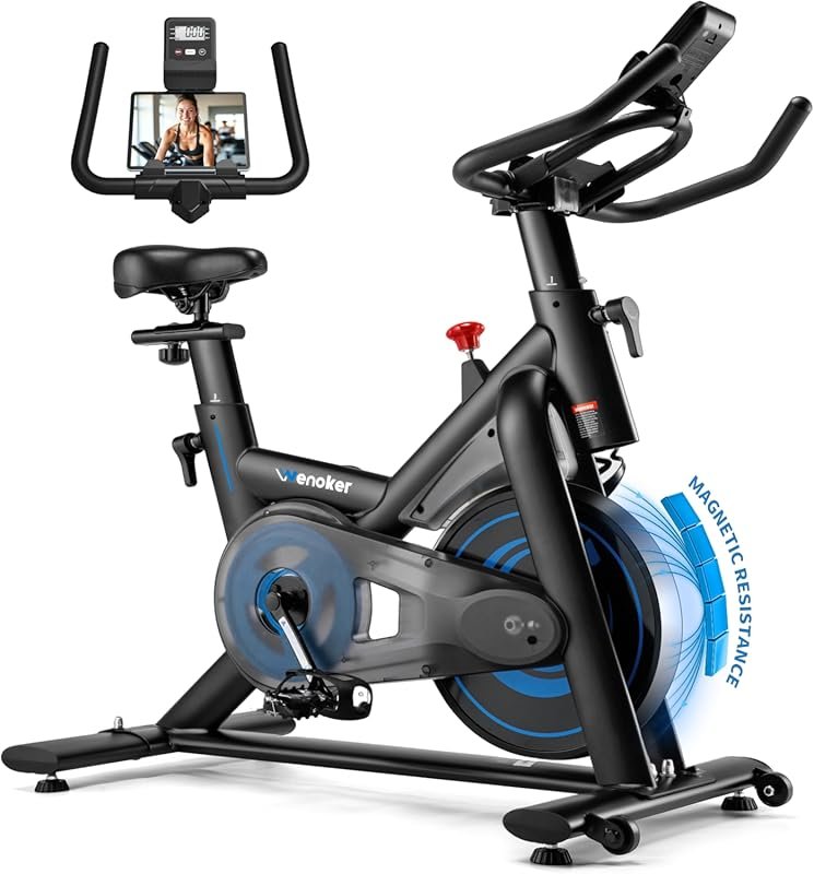 Silent 350LB Magnetic Resistance Indoor Spin Bike for Home Cardio, App