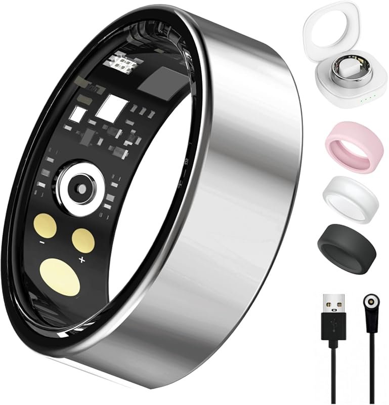 IP68 Waterproof Smart Ring Health Tracker for Women Men Heart Rate Blo