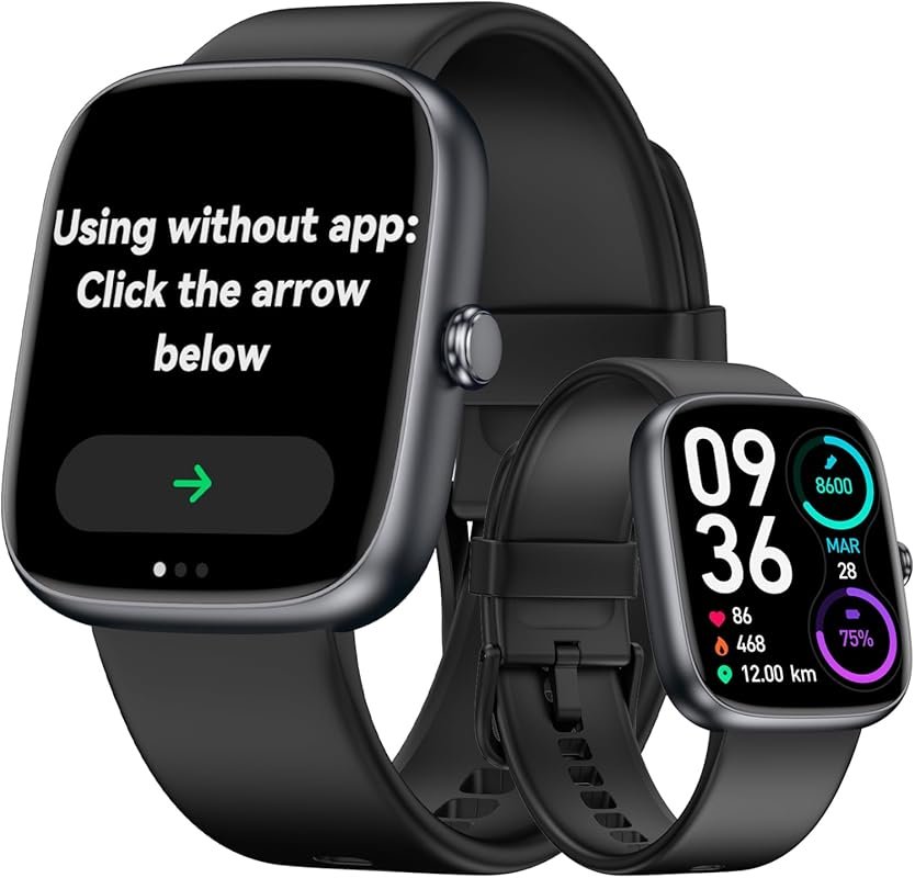 DAVIKO Senior-Friendly Smart Watch: Large Font No App Needed, Waterpro