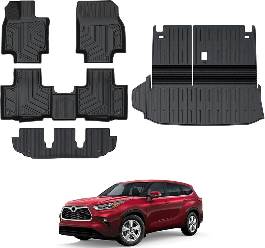 All-Weather Floor Mats for Toyota Highlander 2020-2026, Full Coverage 