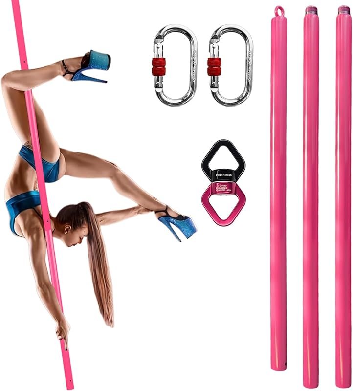 PRIOR FITNESS 3m Pink Aerial Flying Pole Set, SGS Certified 4389kg Capacity