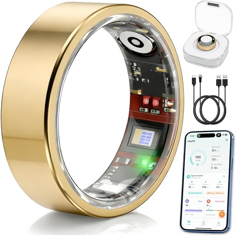 Smart Ring Health Fitness Tracker Men Women: Sleep Heart Rate SpO2 Str