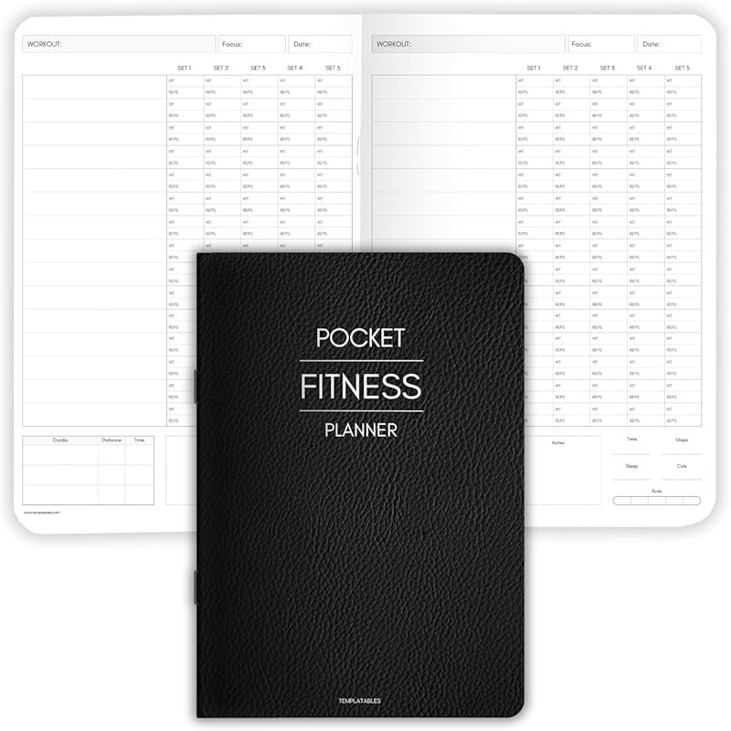 Pocket A6 Fitness Planner Logbook with Water-Resistant Cover for Gym G