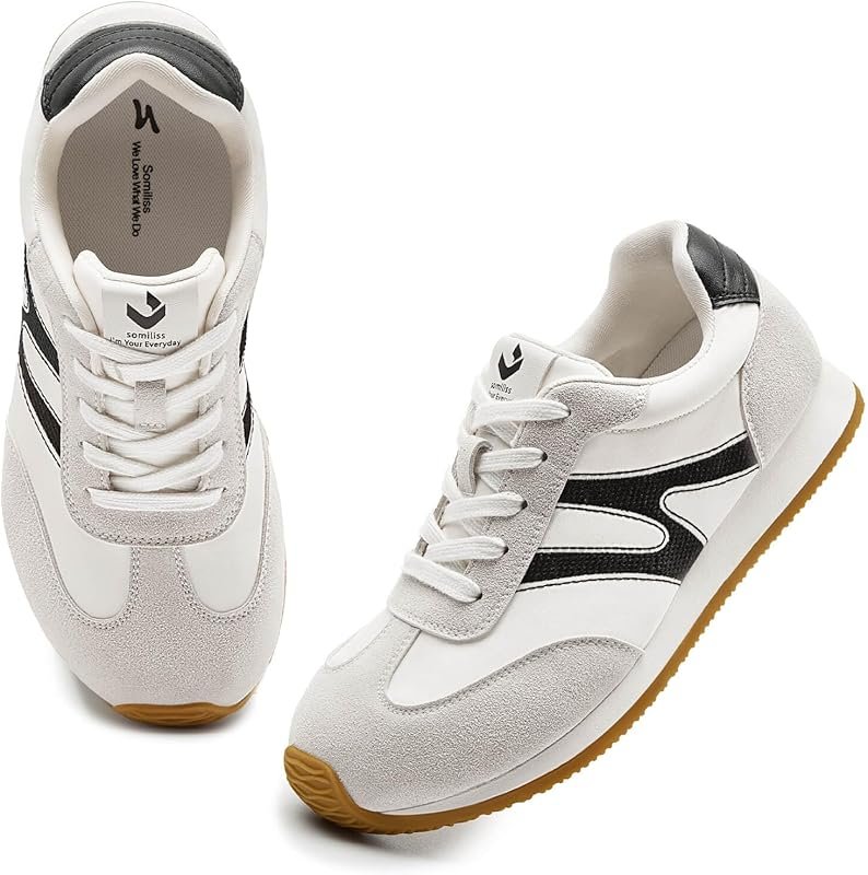 Somiliss Women's Wide Toe Box Fashion Sneakers with Arch Support & Com