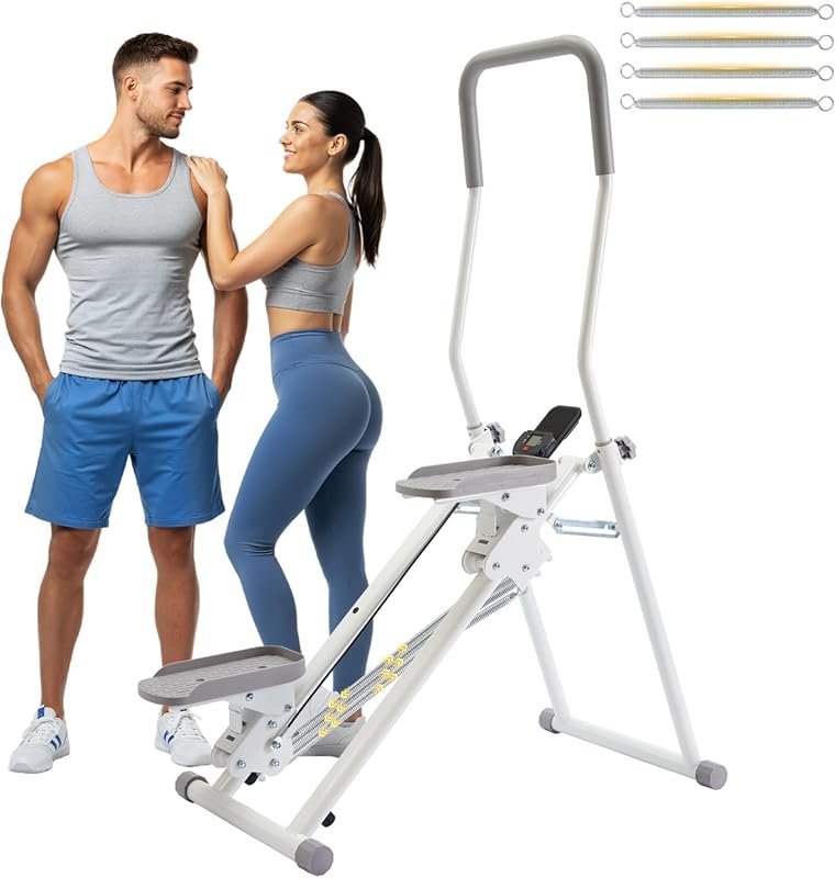 Foldable Stair Stepper with Adjustable Resistance, LCD Monitor, 350lbs