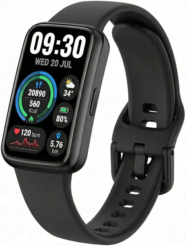 Smart Fitness Band with 1.47” HD Display, Heart Rate, SpO2, Sleep & Ac